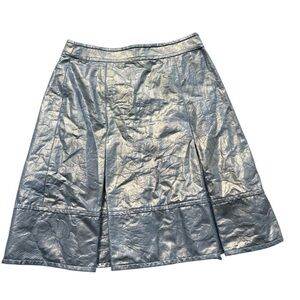 Charles Nolan Floral Jacquard Inverted Pleated Skirt Gold Metallic Coated